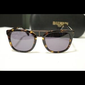 $425 Authentic Balmain BL2106B 02 Women Brown Square Sunglasses Shades 52/20/140